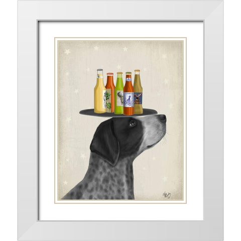 German Shorthaired Pointer Ice Cream, Black Beer Lover White Modern Wood Framed Art Print with Double Matting by Fab Funky