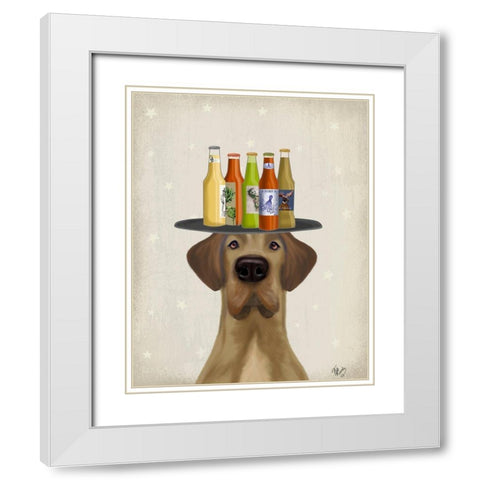 Great Dane Tan Beer Lover White Modern Wood Framed Art Print with Double Matting by Fab Funky