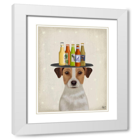 Jack Russell Beer Lover White Modern Wood Framed Art Print with Double Matting by Fab Funky