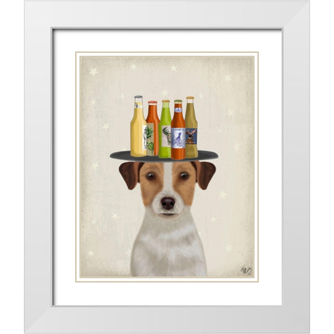 Jack Russell Beer Lover White Modern Wood Framed Art Print with Double Matting by Fab Funky