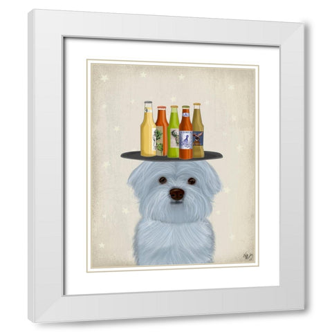 Newfoundland Beer Lover White Modern Wood Framed Art Print with Double Matting by Fab Funky