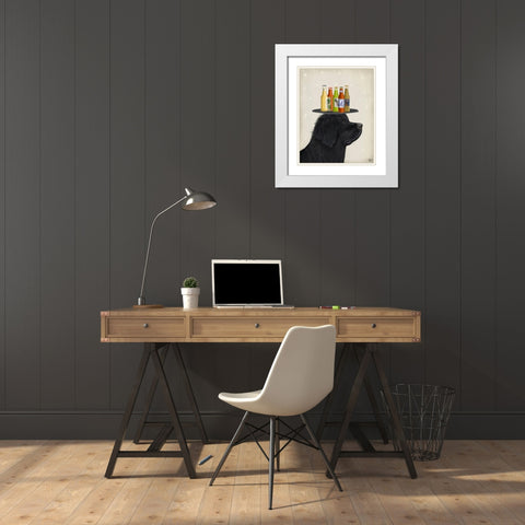 Pit Bull Beer Lover White Modern Wood Framed Art Print with Double Matting by Fab Funky