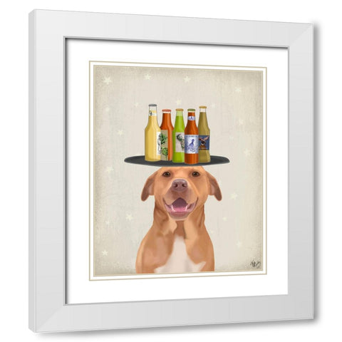 Pomeranian Beer Lover White Modern Wood Framed Art Print with Double Matting by Fab Funky
