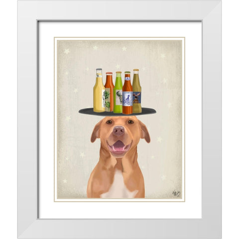 Pomeranian Beer Lover White Modern Wood Framed Art Print with Double Matting by Fab Funky