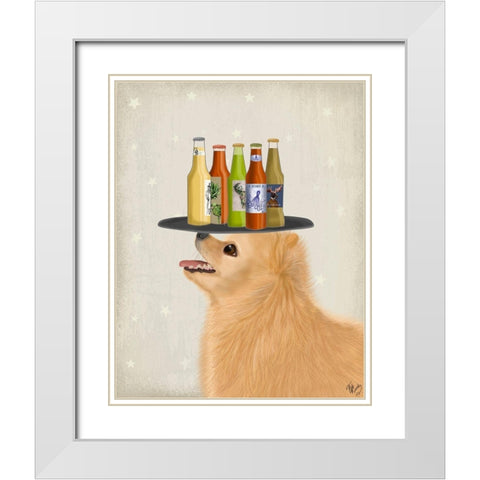 Poodle White Beer Lover White Modern Wood Framed Art Print with Double Matting by Fab Funky