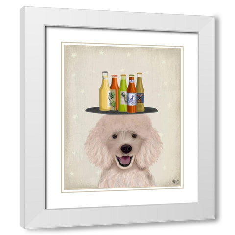 Poodle Beer Lover White Modern Wood Framed Art Print with Double Matting by Fab Funky