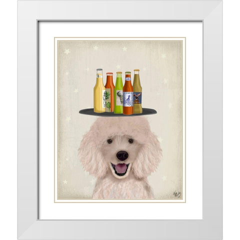 Poodle Beer Lover White Modern Wood Framed Art Print with Double Matting by Fab Funky