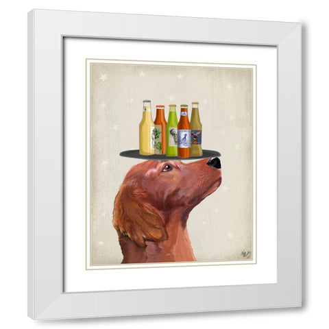 Red Setter Beer Lover White Modern Wood Framed Art Print with Double Matting by Fab Funky