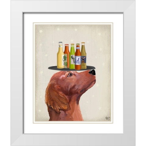 Red Setter Beer Lover White Modern Wood Framed Art Print with Double Matting by Fab Funky