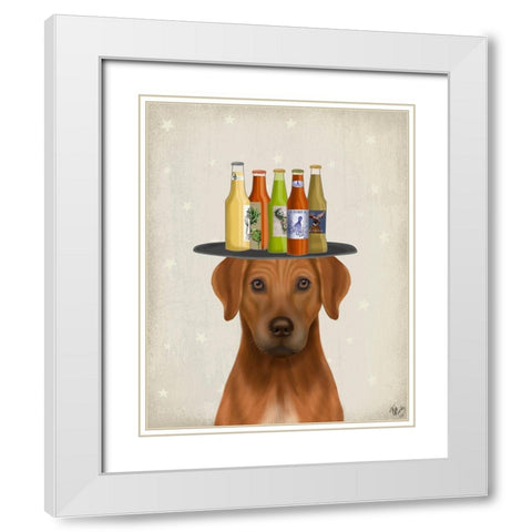 Rhodesian Ridgeback Beer Lover White Modern Wood Framed Art Print with Double Matting by Fab Funky