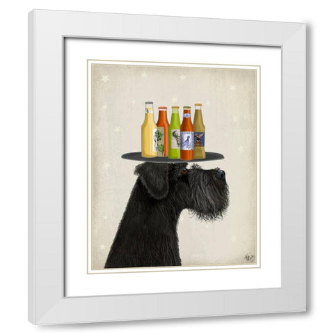 Schnauzer Black Beer Lover White Modern Wood Framed Art Print with Double Matting by Fab Funky