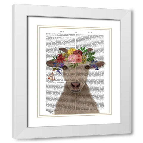 Goat Bohemian 1 Book Print White Modern Wood Framed Art Print with Double Matting by Fab Funky