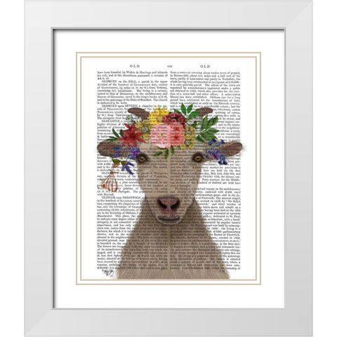 Goat Bohemian 1 Book Print White Modern Wood Framed Art Print with Double Matting by Fab Funky