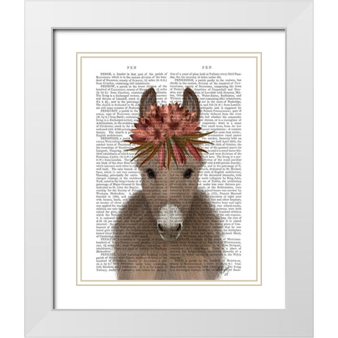Donkey Bohemian 1 Book Print White Modern Wood Framed Art Print with Double Matting by Fab Funky