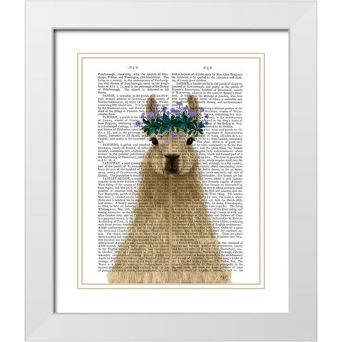 Llama Bohemian 1 Book Print White Modern Wood Framed Art Print with Double Matting by Fab Funky