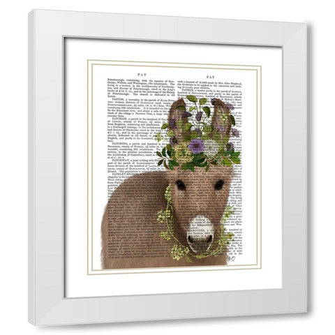 Donkey Bohemian 2 Book Print White Modern Wood Framed Art Print with Double Matting by Fab Funky