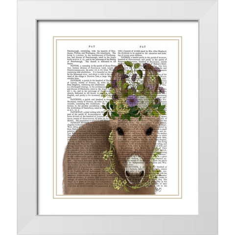 Donkey Bohemian 2 Book Print White Modern Wood Framed Art Print with Double Matting by Fab Funky