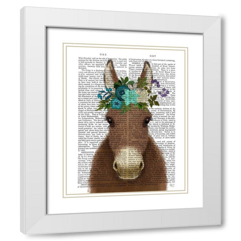 Donkey Bohemian 3 Book Print White Modern Wood Framed Art Print with Double Matting by Fab Funky