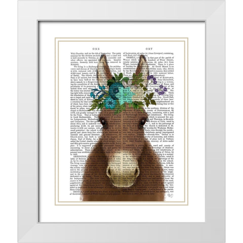 Donkey Bohemian 3 Book Print White Modern Wood Framed Art Print with Double Matting by Fab Funky