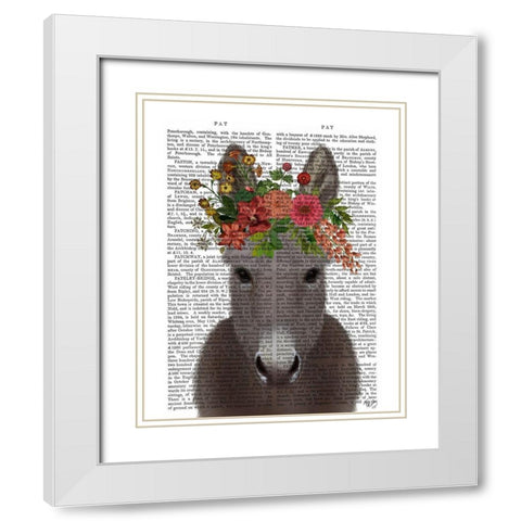 Donkey Bohemian 4 Book Print White Modern Wood Framed Art Print with Double Matting by Fab Funky