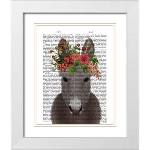 Donkey Bohemian 4 Book Print White Modern Wood Framed Art Print with Double Matting by Fab Funky