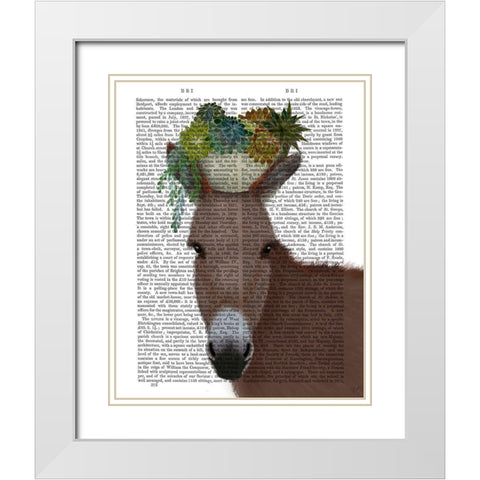 Donkey Succulent Book Print White Modern Wood Framed Art Print with Double Matting by Fab Funky
