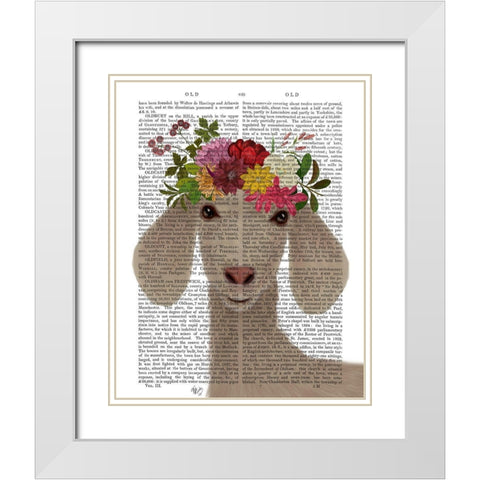 Goat Bohemian 2 Book Print White Modern Wood Framed Art Print with Double Matting by Fab Funky