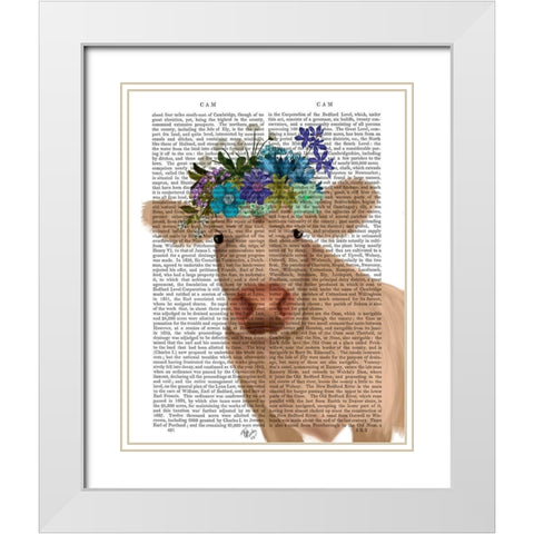 Cow Cream Bohemian 2 Book Print White Modern Wood Framed Art Print with Double Matting by Fab Funky