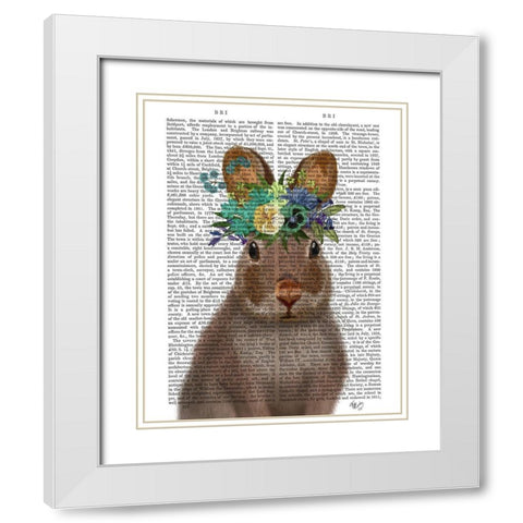 Rabbit Bohemian Book Print White Modern Wood Framed Art Print with Double Matting by Fab Funky