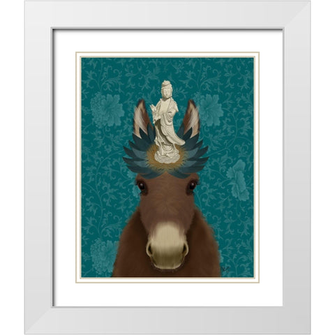 Donkey Bodhisattva White Modern Wood Framed Art Print with Double Matting by Fab Funky