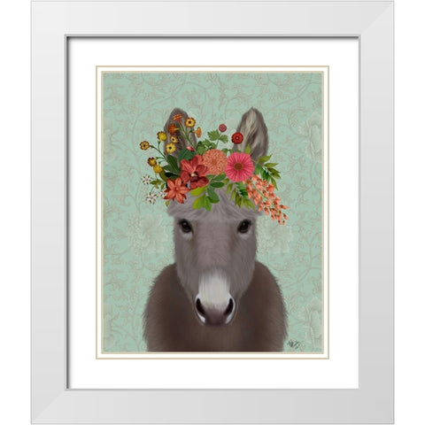 Donkey Bohemian 4 White Modern Wood Framed Art Print with Double Matting by Fab Funky