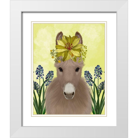 Donkey Sunflower White Modern Wood Framed Art Print with Double Matting by Fab Funky