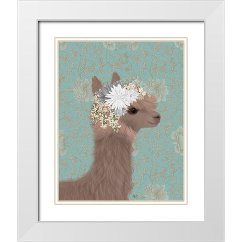 Llama Bohemian 3 White Modern Wood Framed Art Print with Double Matting by Fab Funky