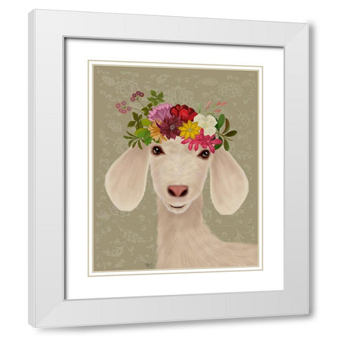 Goat Bohemian 2 White Modern Wood Framed Art Print with Double Matting by Fab Funky