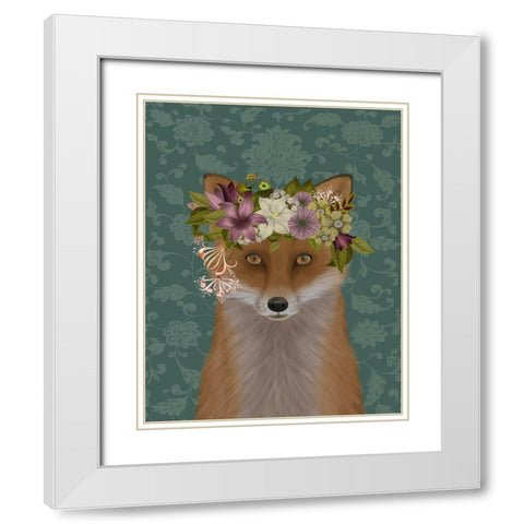 Fox Bohemian White Modern Wood Framed Art Print with Double Matting by Fab Funky