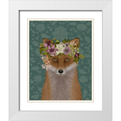 Fox Bohemian White Modern Wood Framed Art Print with Double Matting by Fab Funky