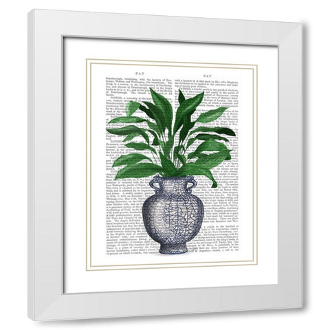 Chinoiserie Vase 2, With Plant Book Print White Modern Wood Framed Art Print with Double Matting by Fab Funky