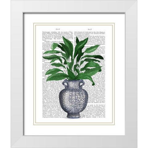 Chinoiserie Vase 2, With Plant Book Print White Modern Wood Framed Art Print with Double Matting by Fab Funky