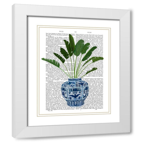 Chinoiserie Vase 5, With Plant Book Print White Modern Wood Framed Art Print with Double Matting by Fab Funky