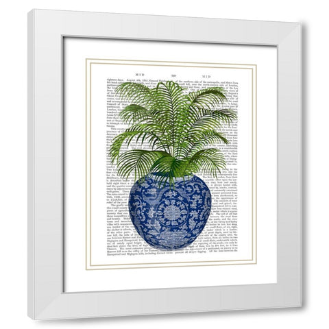 Chinoiserie Vase 6, With Plant Book Print White Modern Wood Framed Art Print with Double Matting by Fab Funky