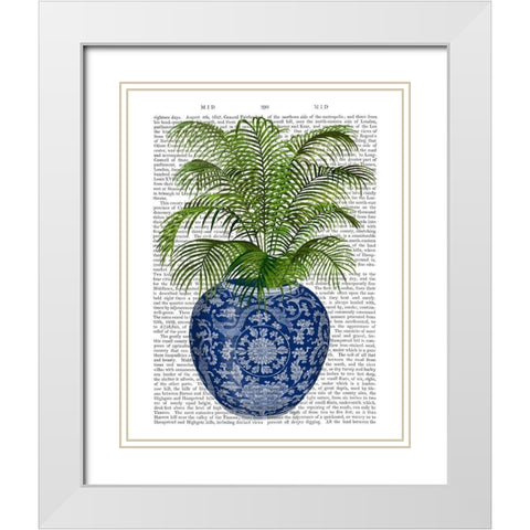 Chinoiserie Vase 6, With Plant Book Print White Modern Wood Framed Art Print with Double Matting by Fab Funky