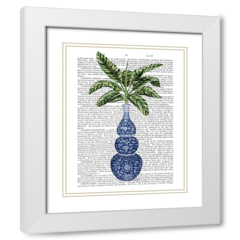 Chinoiserie Vase 7, With Plant Book Print White Modern Wood Framed Art Print with Double Matting by Fab Funky