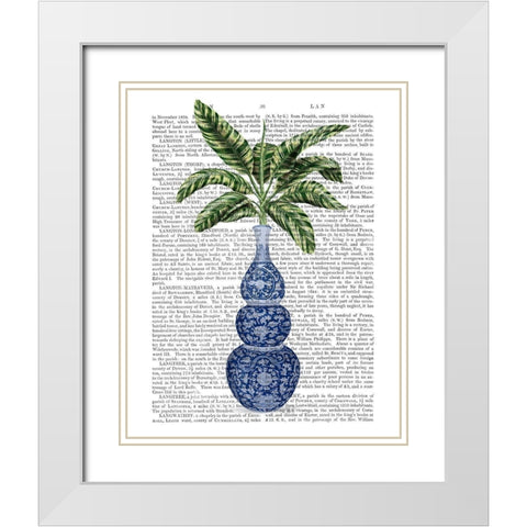 Chinoiserie Vase 7, With Plant Book Print White Modern Wood Framed Art Print with Double Matting by Fab Funky