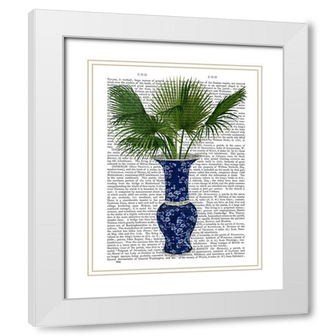 Chinoiserie Vase 8, With Plant Book Print White Modern Wood Framed Art Print with Double Matting by Fab Funky