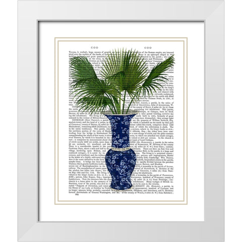 Chinoiserie Vase 8, With Plant Book Print White Modern Wood Framed Art Print with Double Matting by Fab Funky