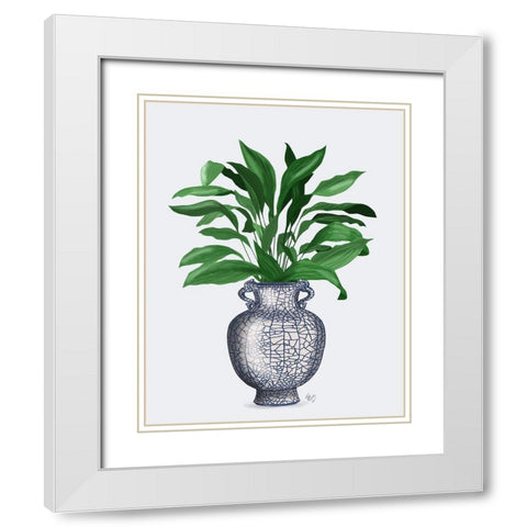 Chinoiserie Vase 2, With Plant White Modern Wood Framed Art Print with Double Matting by Fab Funky