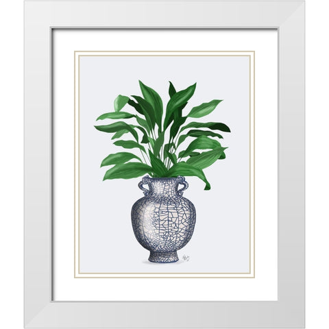 Chinoiserie Vase 2, With Plant White Modern Wood Framed Art Print with Double Matting by Fab Funky