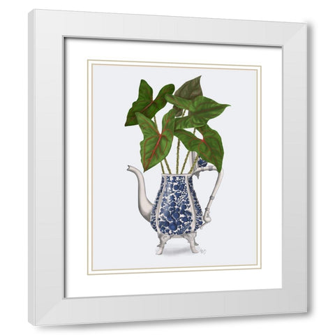 Chinoiserie Vase 4, With Plant White Modern Wood Framed Art Print with Double Matting by Fab Funky