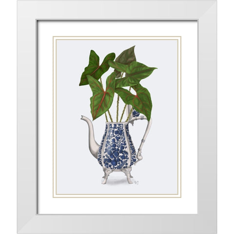 Chinoiserie Vase 4, With Plant White Modern Wood Framed Art Print with Double Matting by Fab Funky