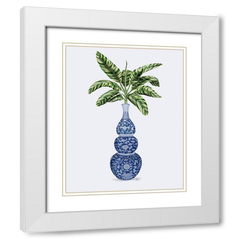 Chinoiserie Vase 7, With Plant White Modern Wood Framed Art Print with Double Matting by Fab Funky